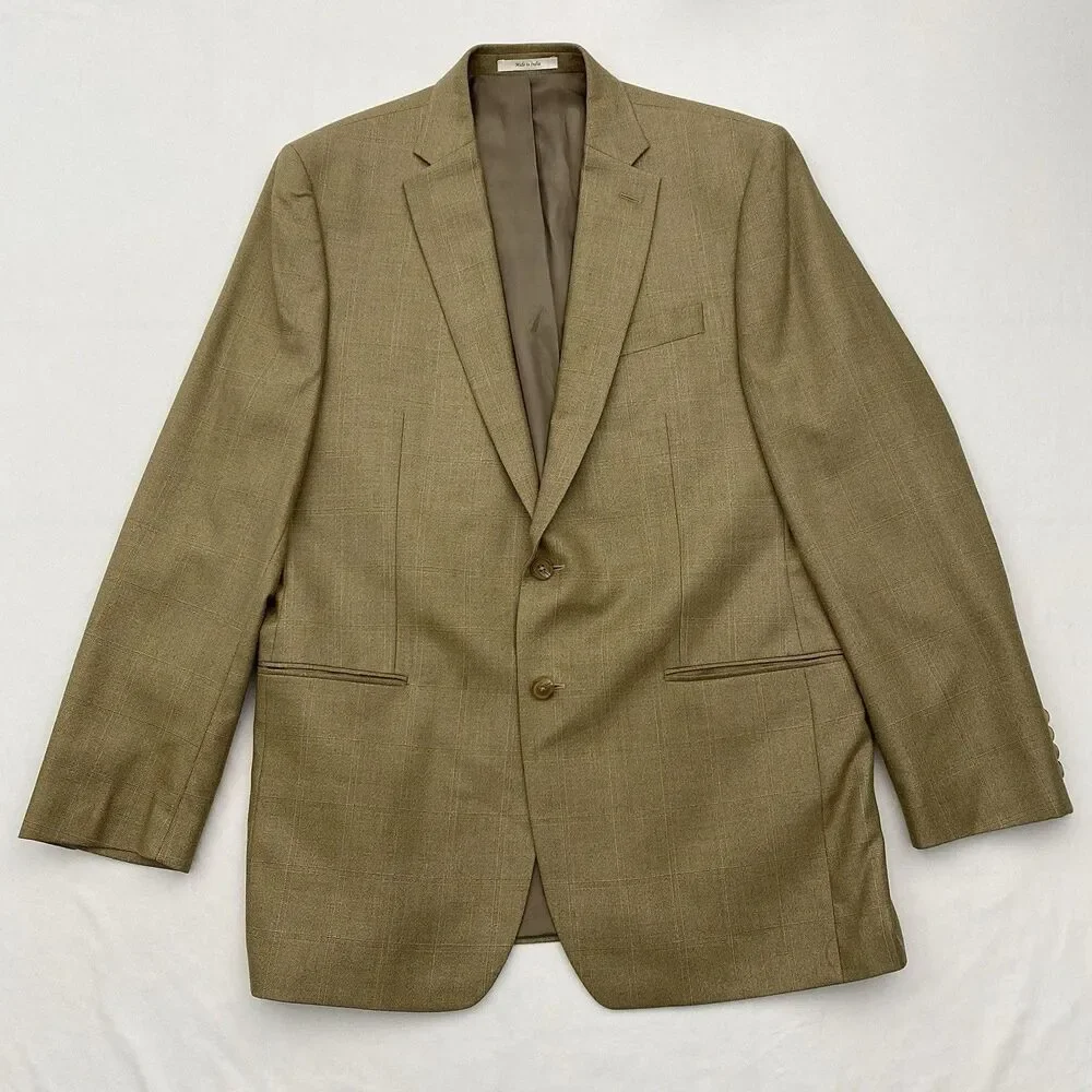Lauren Ralph Lauren Blazer Sport Coat Silk Wool Single Vent Mens 42L Brown